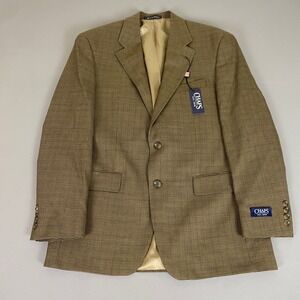 CHAPS Blazer Jacket Men's Size 40R Beige Houndstooth Wool Sport Coat New NWT
